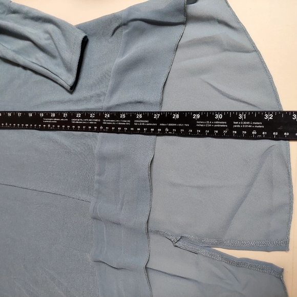 Soft Surroundings Blue Long Sleeve Tunic Top Oversize S Asymmetrical Chiffon - Picture 5 of 12